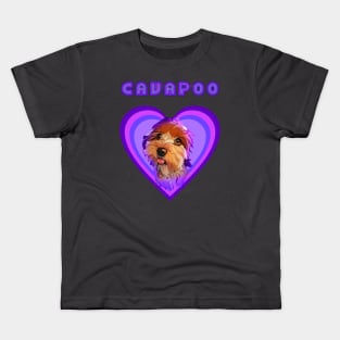 Cavapoo love (Purple rain) Kids T-Shirt